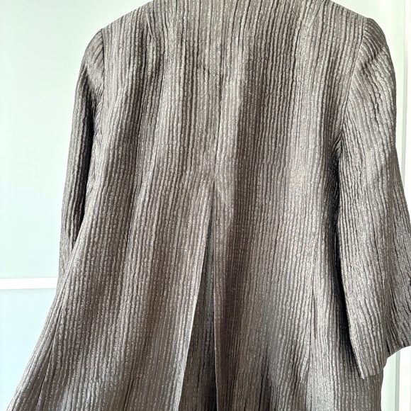 Eileen Fisher Silver Textured Silk open Front Duster-style Jacket Sz. L - Picture 2 of 7